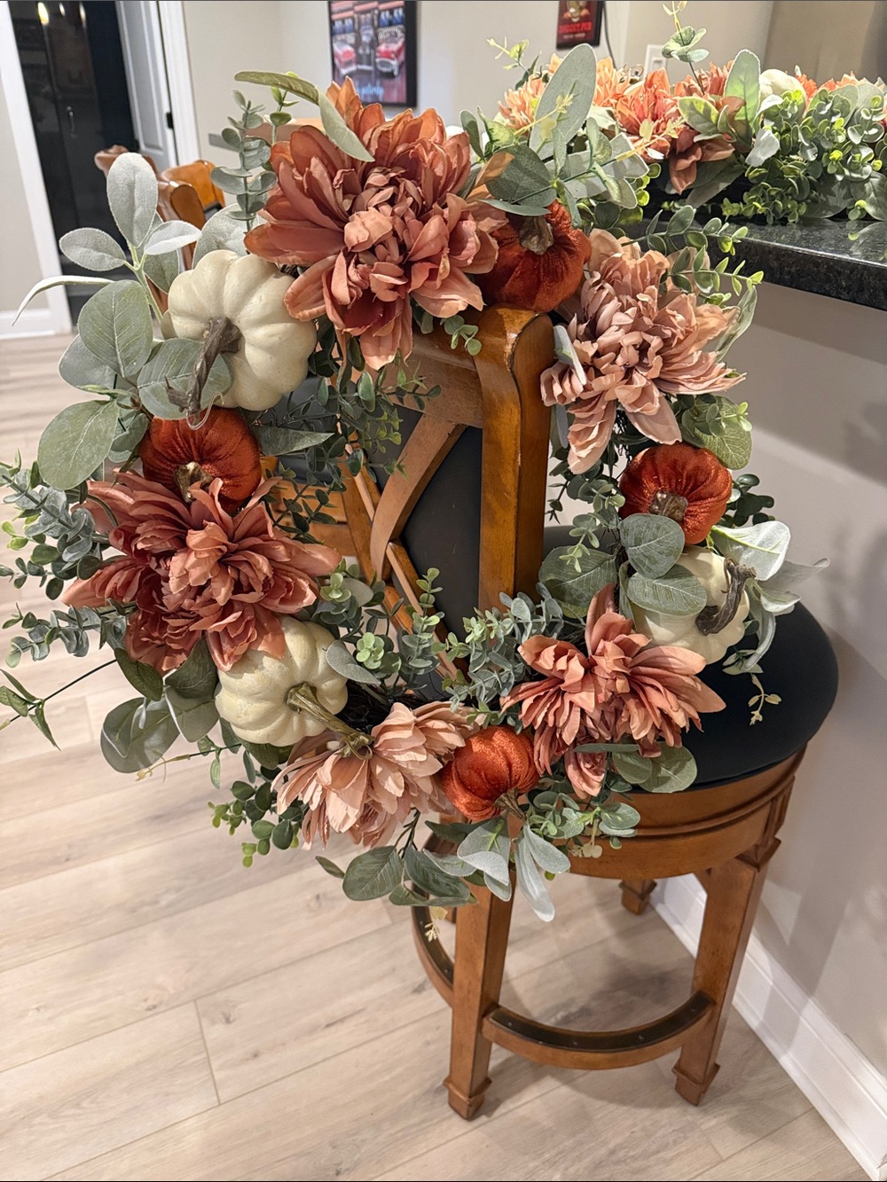 24 in Autumn Pumpkin &  Mixed Floral Wreath - Home Accent NWT (1of 2)